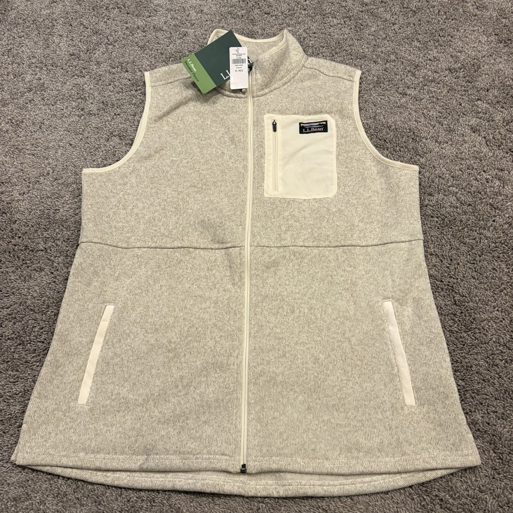 NEW Women's L.L. Bean Sweater Fleece Vest Size XL Full Zip Up Sailcloth Rare NWT